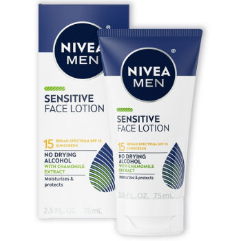 Image For: Nivea Men Sensitive Face Lotion with Broad Spectrum Sunscreen, SPF 15, 2.5 fl oz
